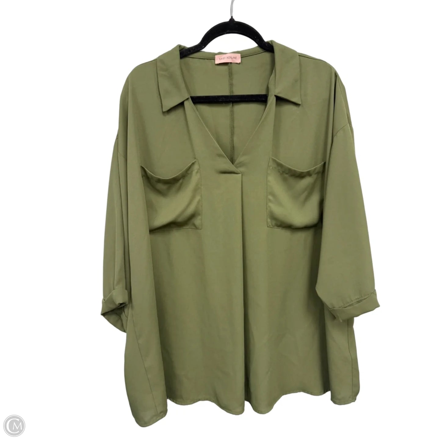Blouse 3/4 Sleeve By Clothes Mentor In Green, Size: 2x