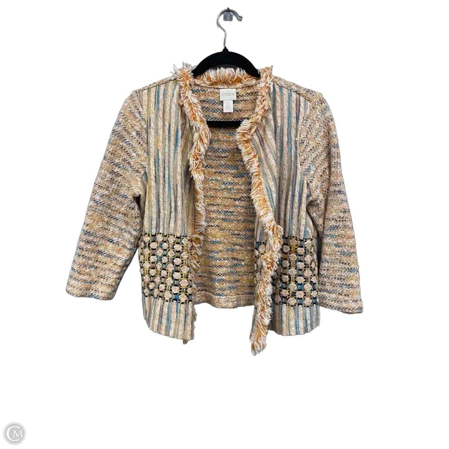 Cardigan By Chicos In Blue & Orange, Size: M