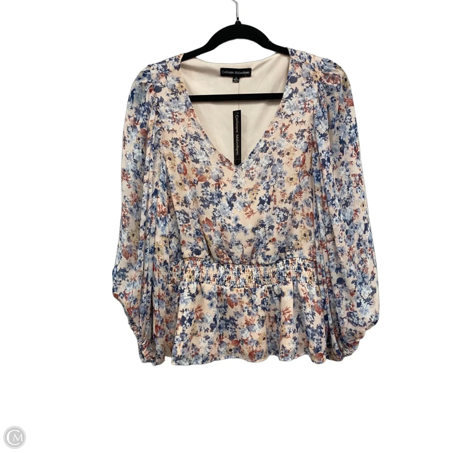 Blouse Long Sleeve By Catherine Malandrino In Blue & Pink, Size: Xl
