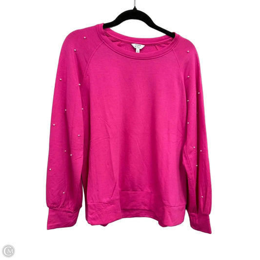 Sweatshirt Crewneck By Crown And Ivy In Pink & White, Size: L