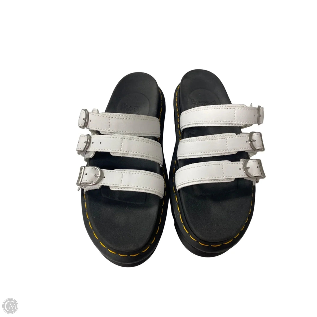 Sandals Heels Platform By Dr Martens In Black & White, Size: 9
