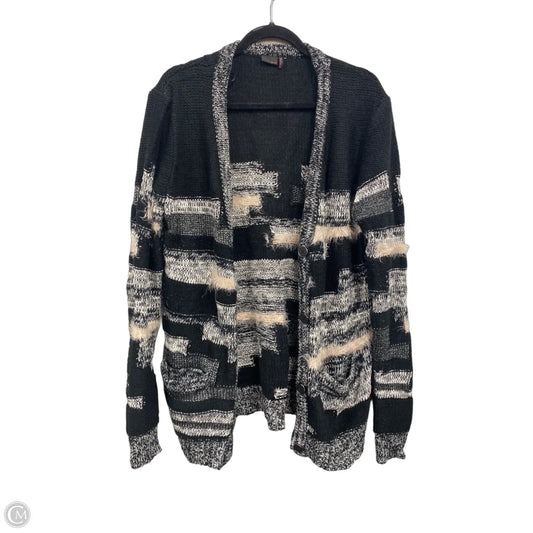 Sweater Cardigan By Clothes Mentor In Black & White, Size: L