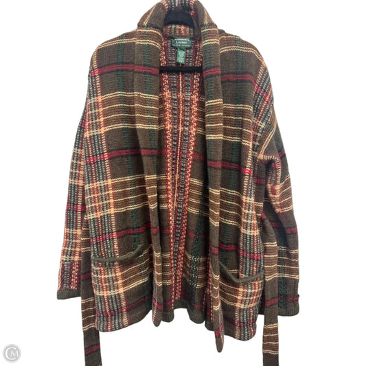 Sweater Cardigan By Lauren By Ralph Lauren In Brown & Red, Size: M