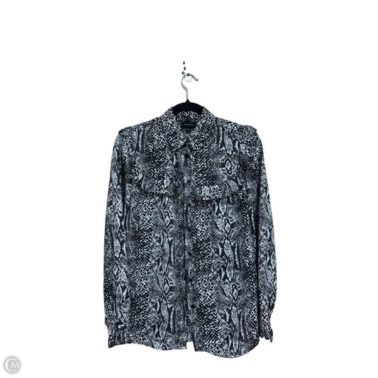 Blouse Long Sleeve By Who What Wear In Black & White, Size: M