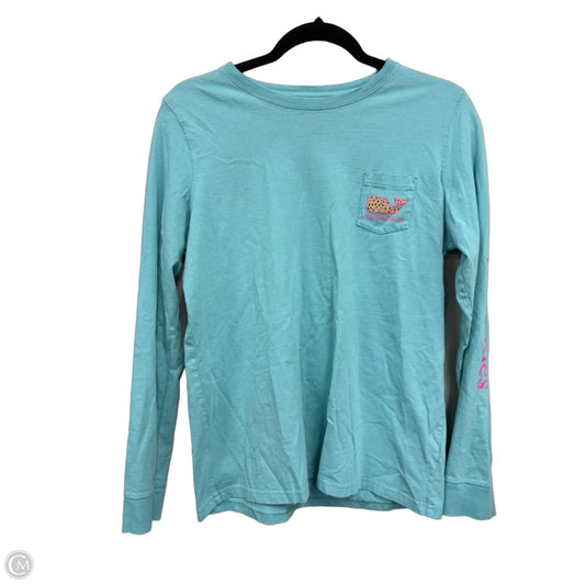 Top Long Sleeve By Vineyard Vines In Blue & Pink, Size: L