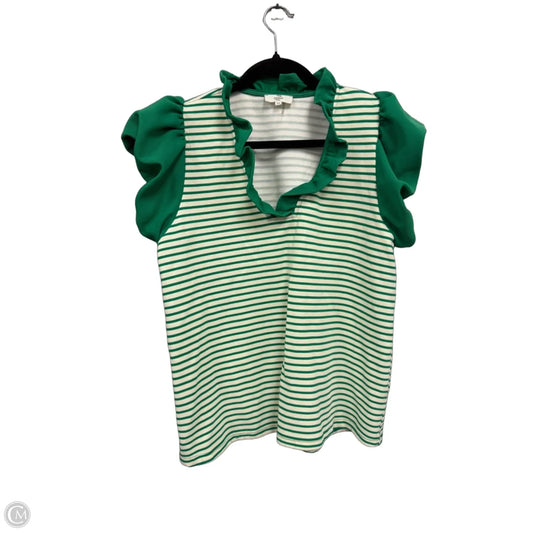 Top Short Sleeve By Entro In Cream & Green, Size: M
