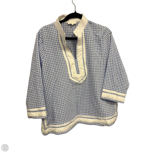 Top 3/4 Sleeve By Entro In Blue & White, Size: L