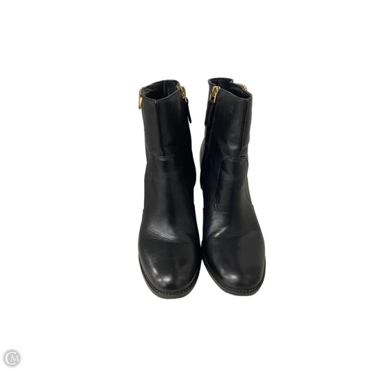 Boots Designer By Tory Burch In Black & Gold, Size: 7.5