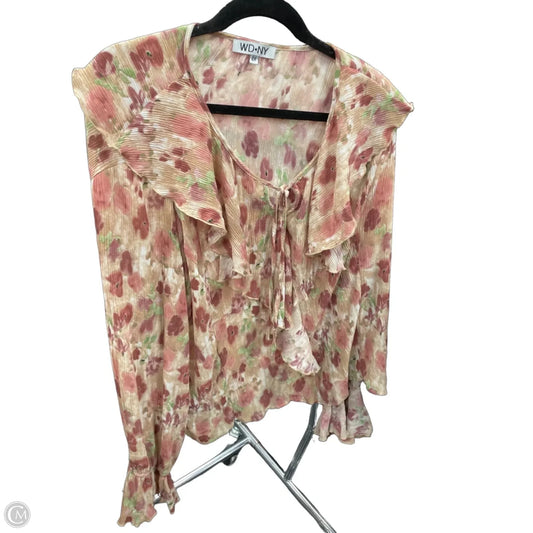 Blouse Long Sleeve By Wdny In Cream & Pink, Size: 2x