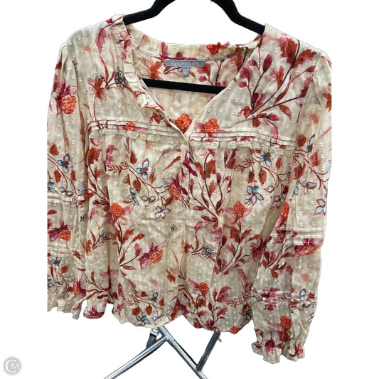Blouse Long Sleeve By Daniel Rainn In Cream & Red, Size: 2x