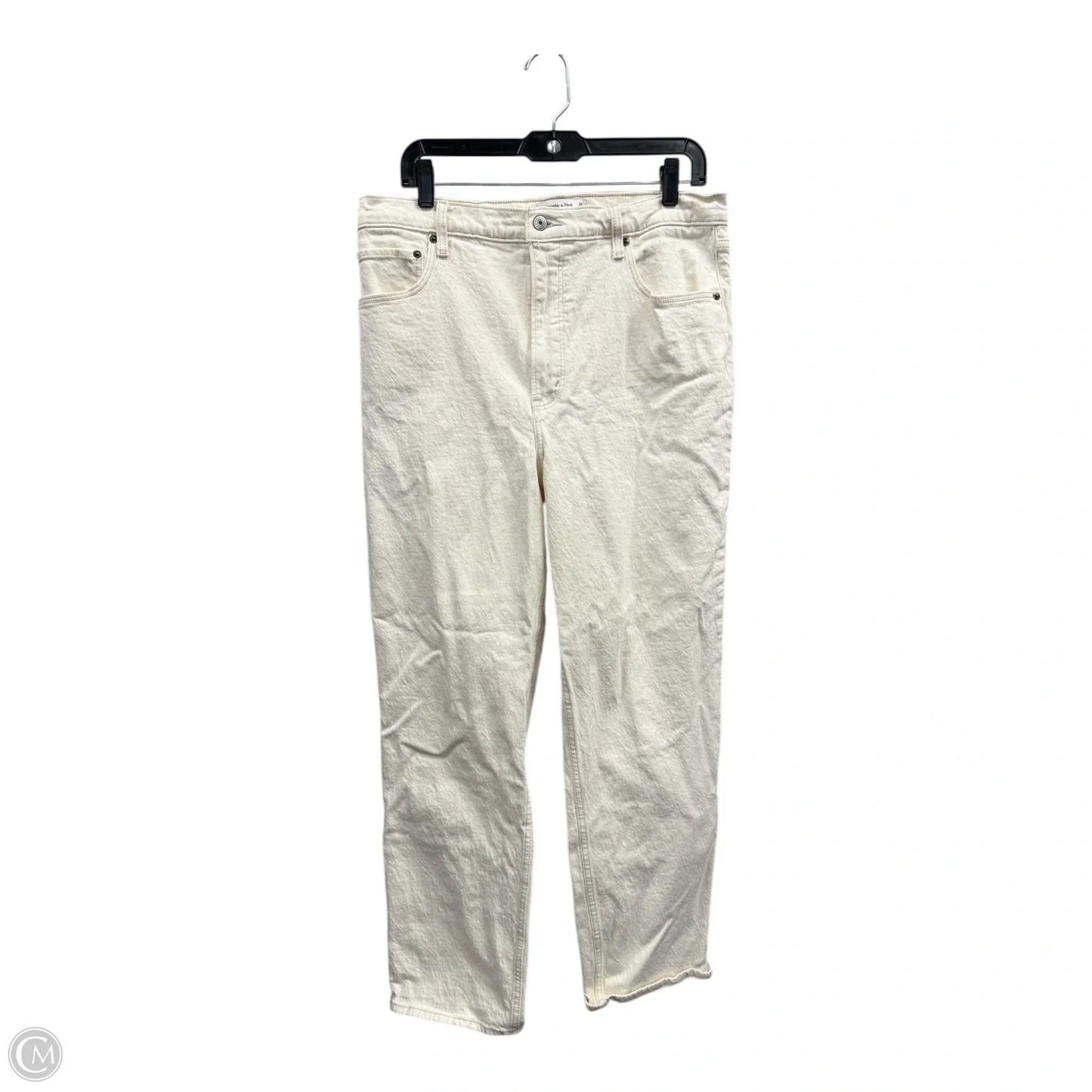 Jeans Straight By Abercrombie And Fitch In Cream, Size: 14