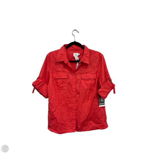 Top Short Sleeve By Calvin Klein In Coral, Size: Xl