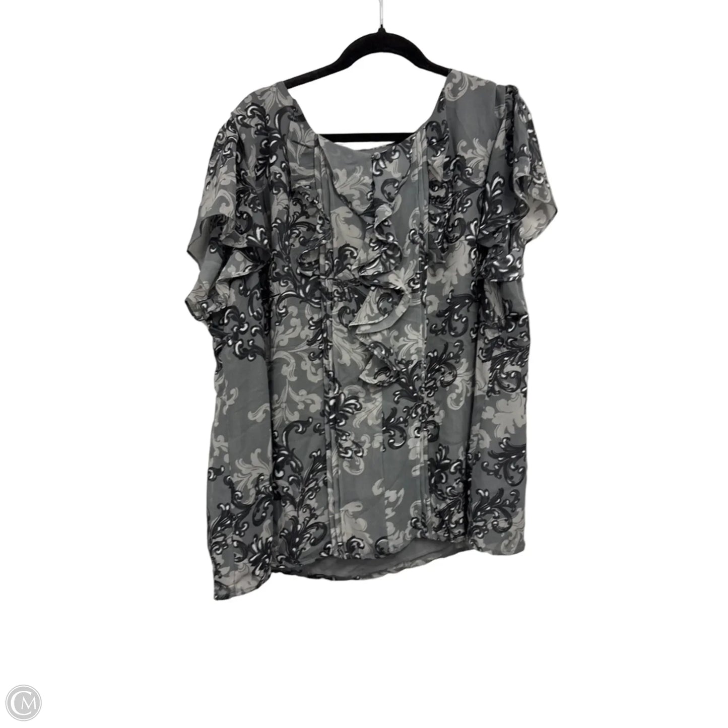 Blouse Short Sleeve By Apt 9 In Black & Grey, Size: 3x