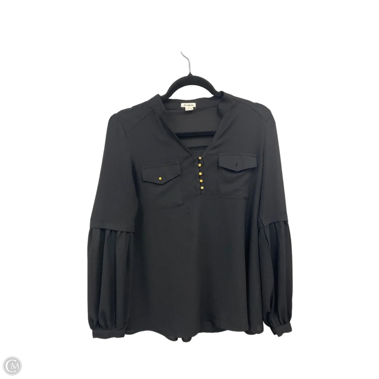Blouse Long Sleeve By Clothes Mentor In Black, Size: S