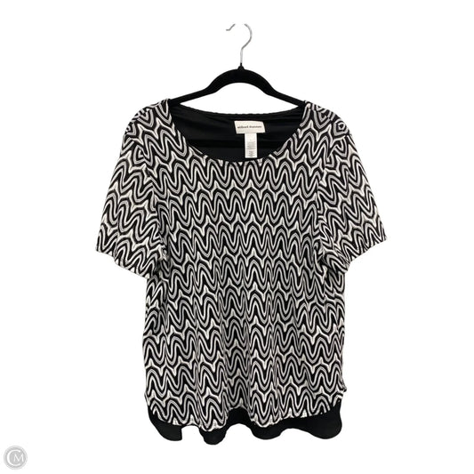 Top Short Sleeve Basic By Alfred Dunner In Black & White, Size: L