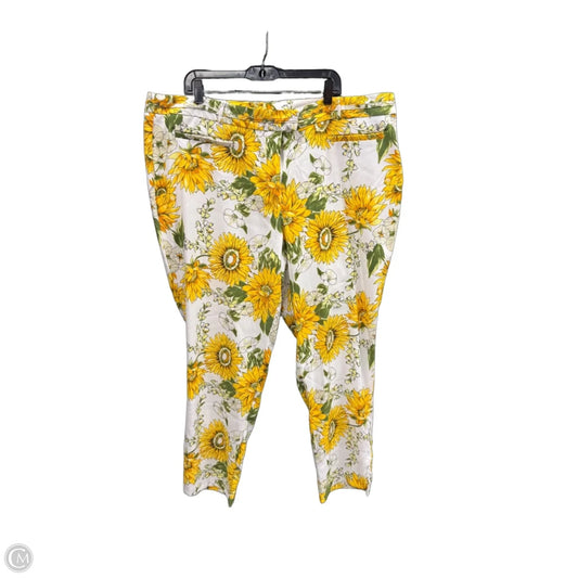 Pants Dress By Ashley Stewart In White & Yellow, Size: 3x