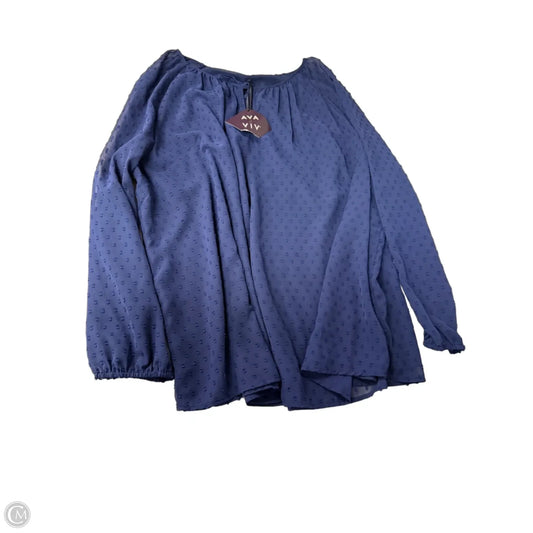 Top Long Sleeve By Ava & Viv In Navy, Size: 4x