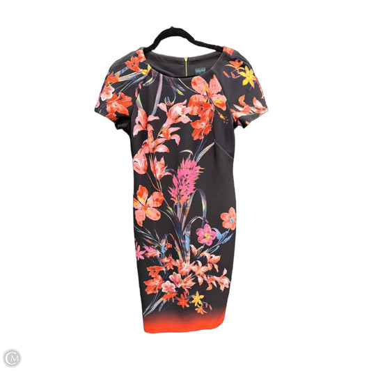 Dress Casual Midi By Gabby Skye In Black & Orange, Size: 12