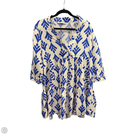 Dress Casual Short By Zara In Blue & White, Size: M