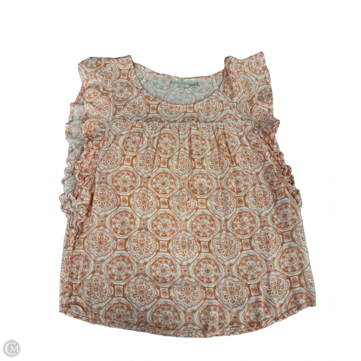 Top Short Sleeve By Hinge In Orange & White, Size: Xs