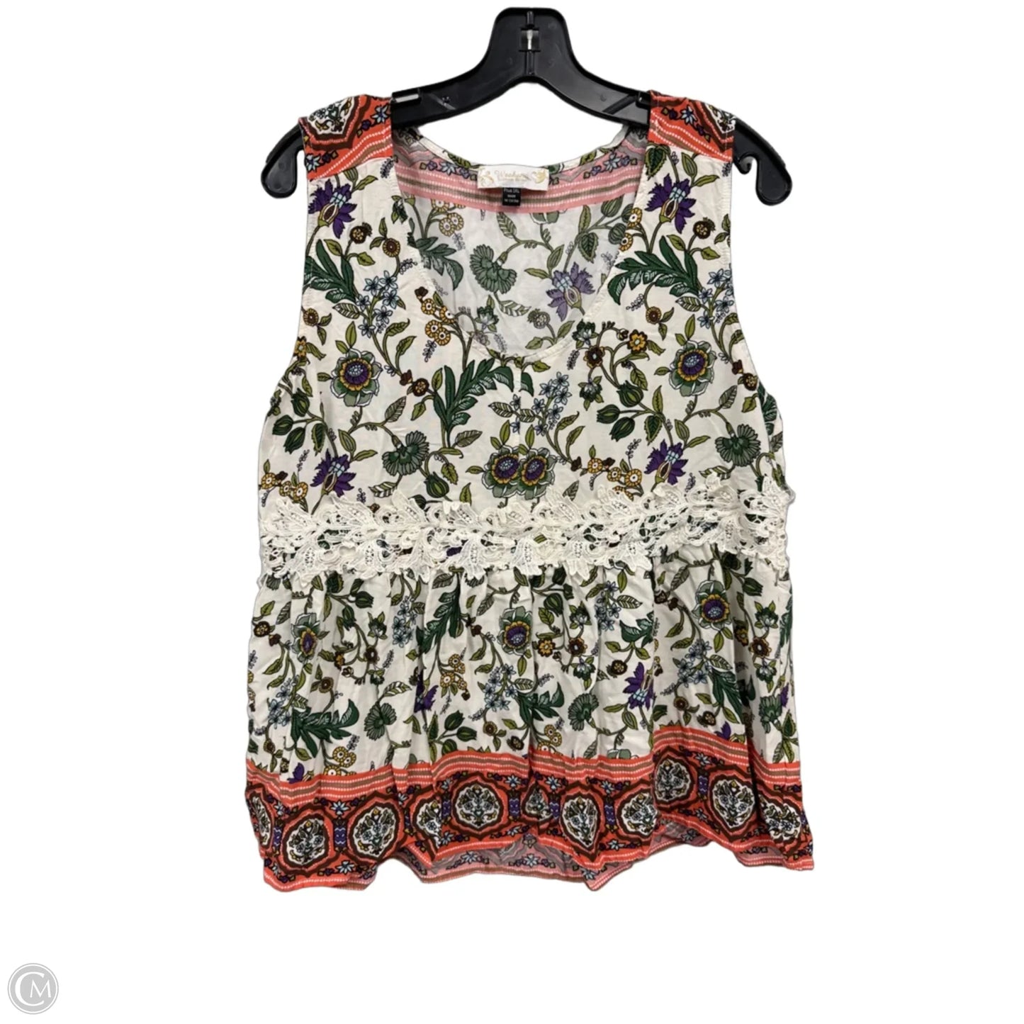 Top Sleeveless By Suzanne Betro In Floral Print, Size: 1x