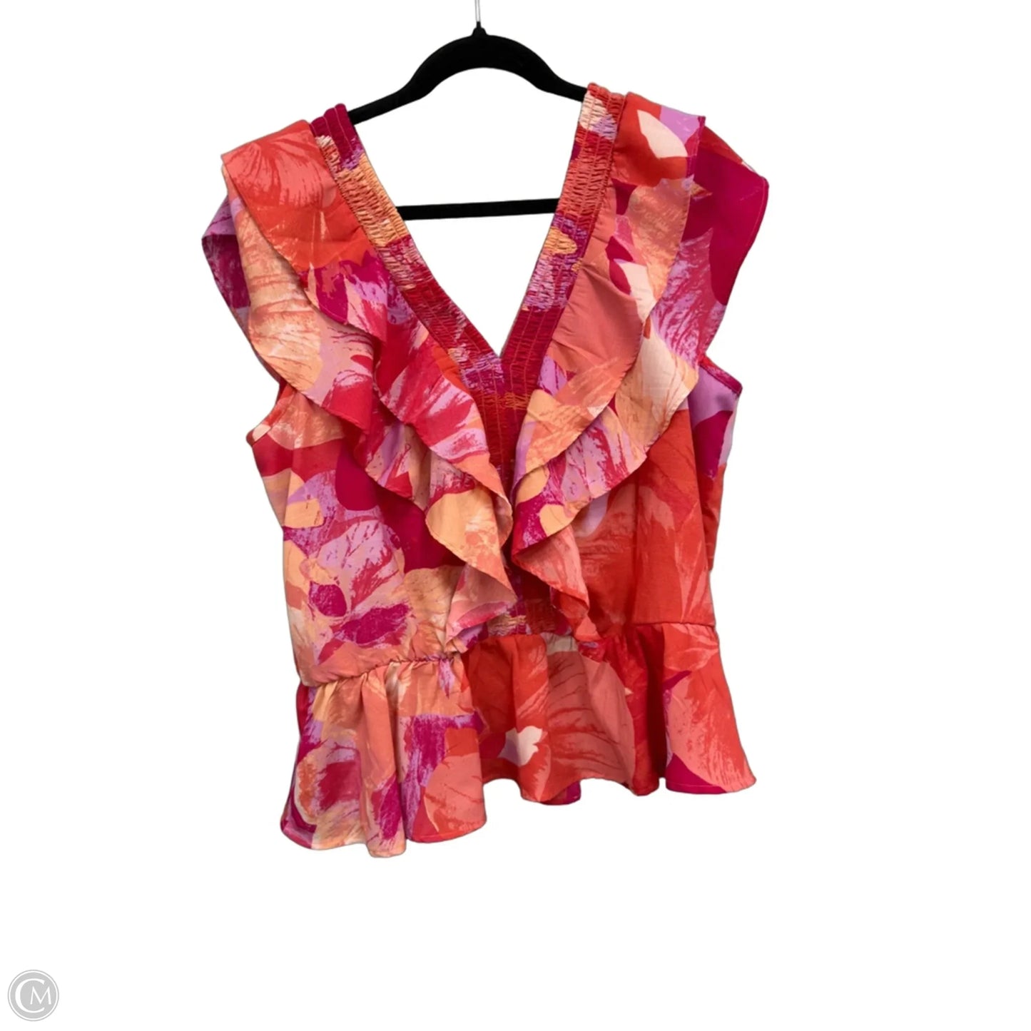 Top Short Sleeve By Sofia By Sofia Vergara In Orange & Pink, Size: Xl