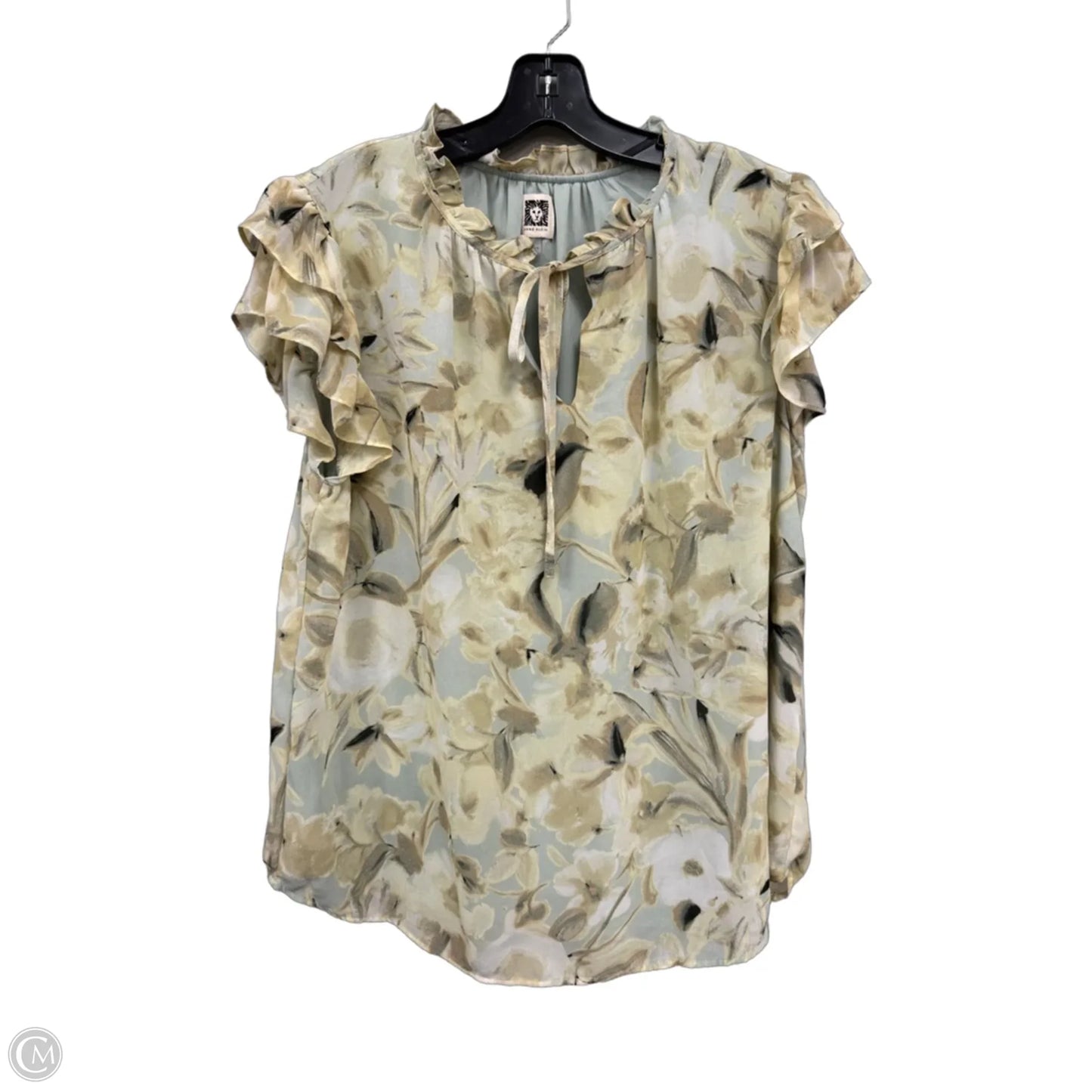 Top Short Sleeve By Anne Klein In Cream & Green, Size: L