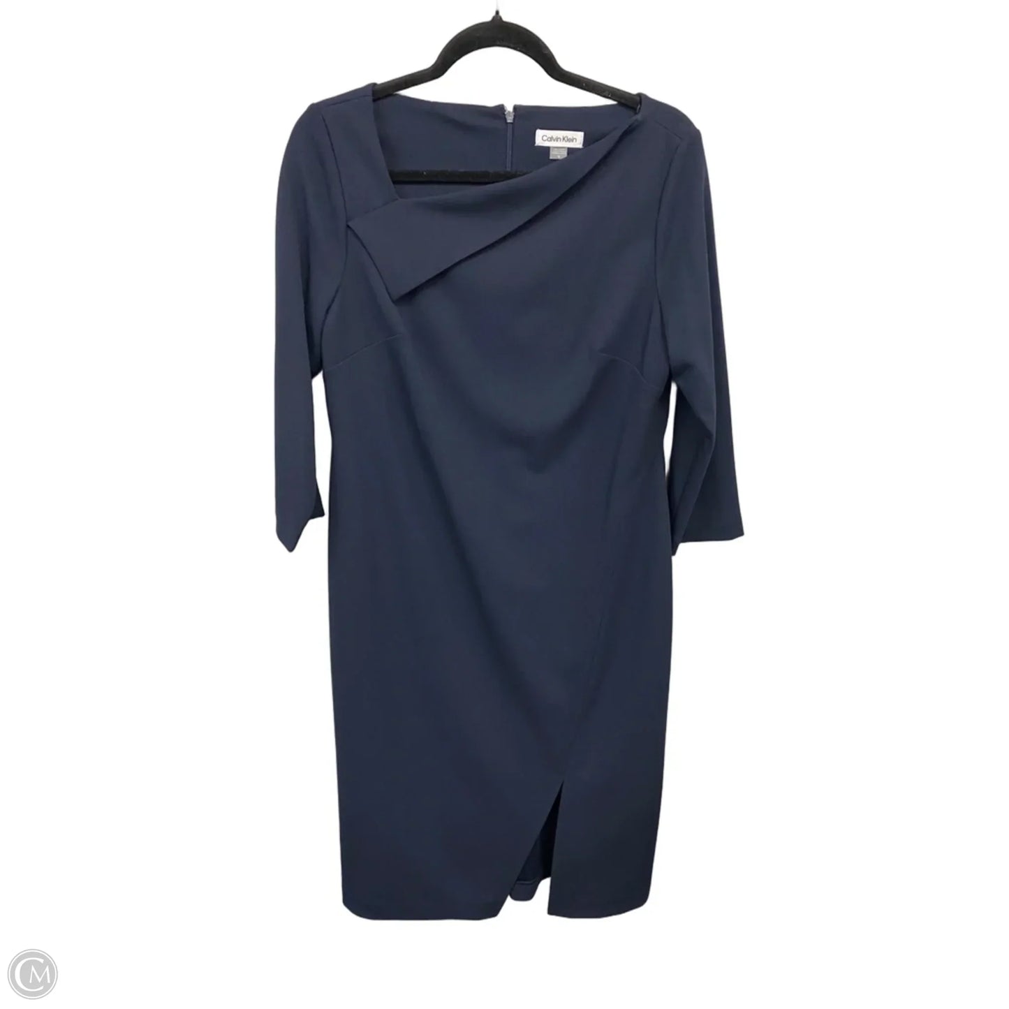 Dress Casual Midi By Calvin Klein In Navy, Size: 14