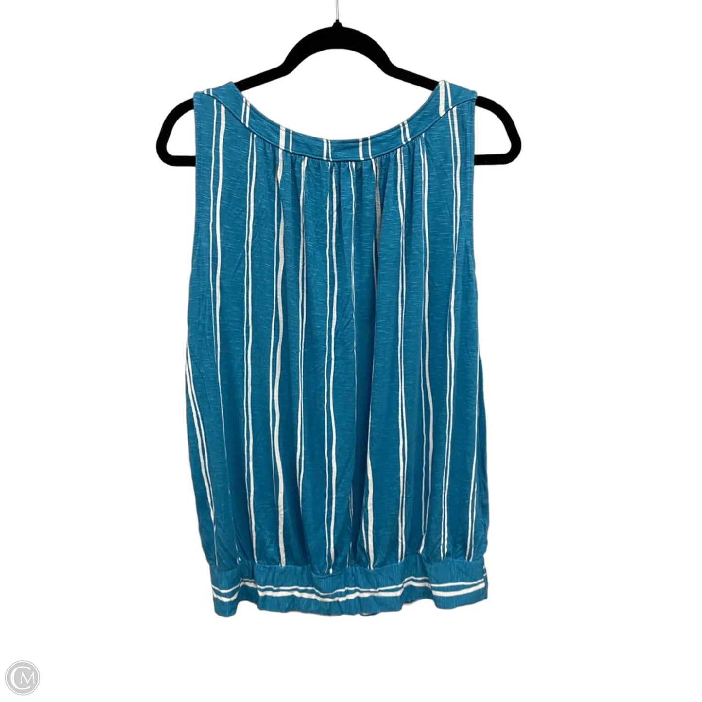 Top Sleeveless By Loft In Blue & White, Size: L