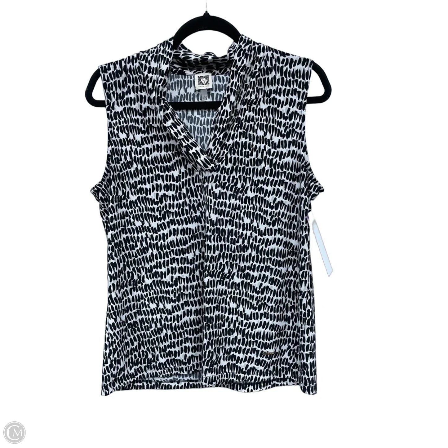Top Sleeveless By Anne Klein In Black & White, Size: L