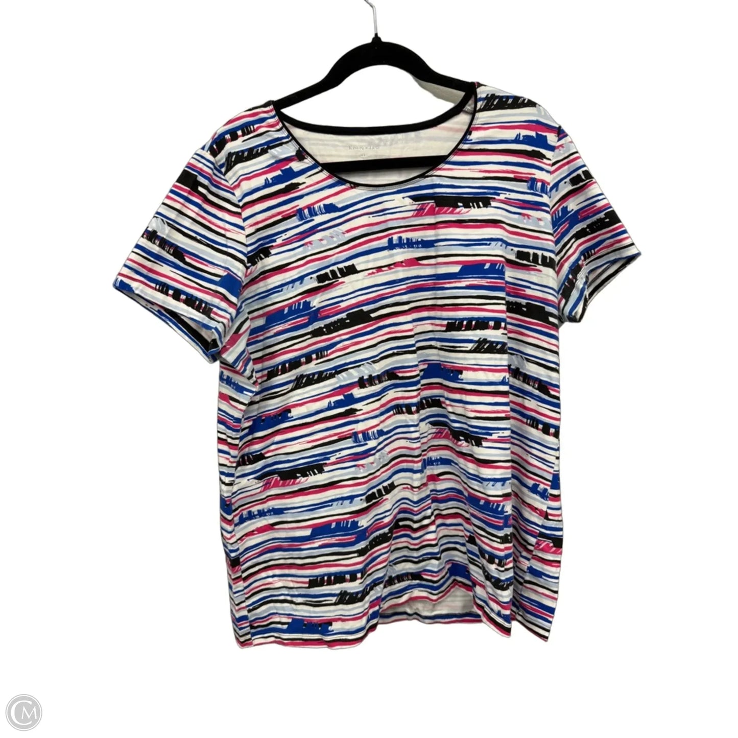 Top Short Sleeve By Kim Rogers In Blue & Pink, Size: Xxl