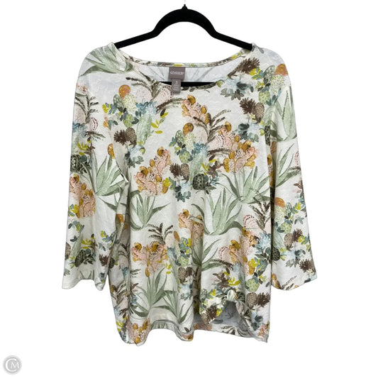 Top 3/4 Sleeve By Chicos In Green, Size: Xl