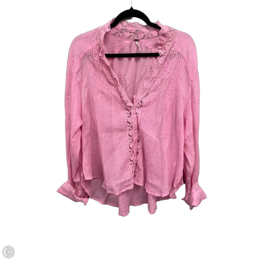 Top Long Sleeve By Free People In Pink, Size: Xl