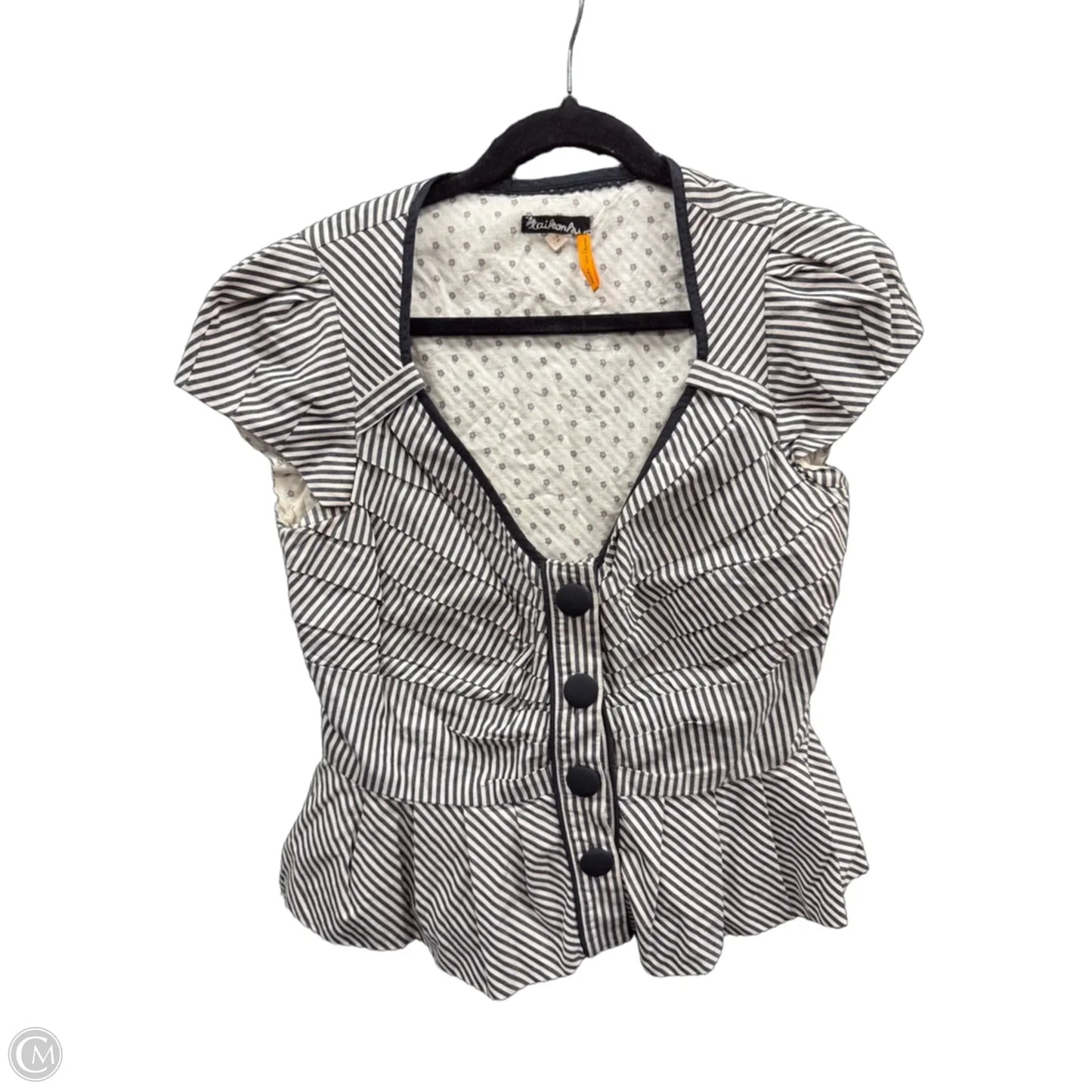 Top Short Sleeve By Clothes Mentor In Black & Cream, Size: 12