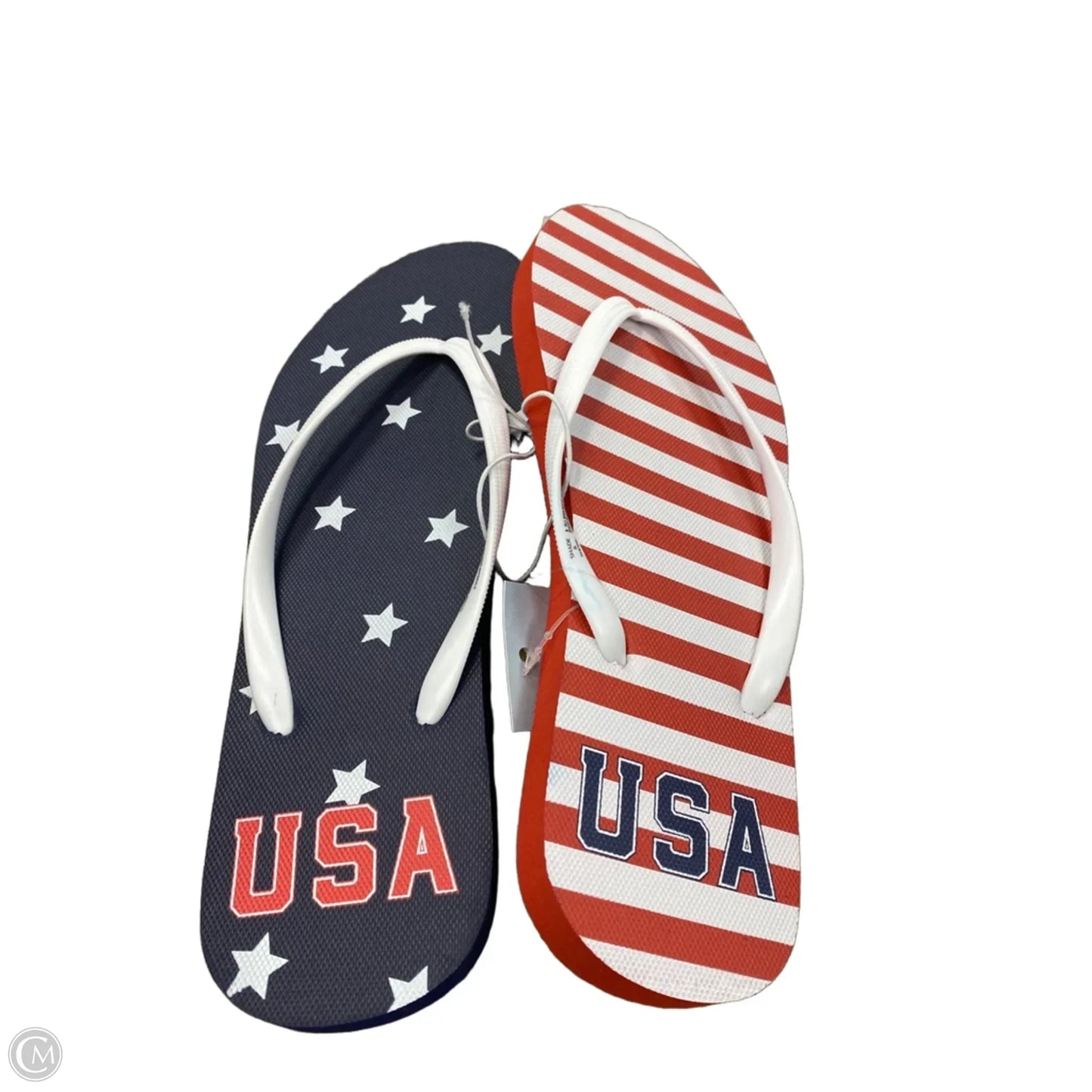 Sandals Flip Flops By Shade & Shore In Blue & Red & White, Size: 9