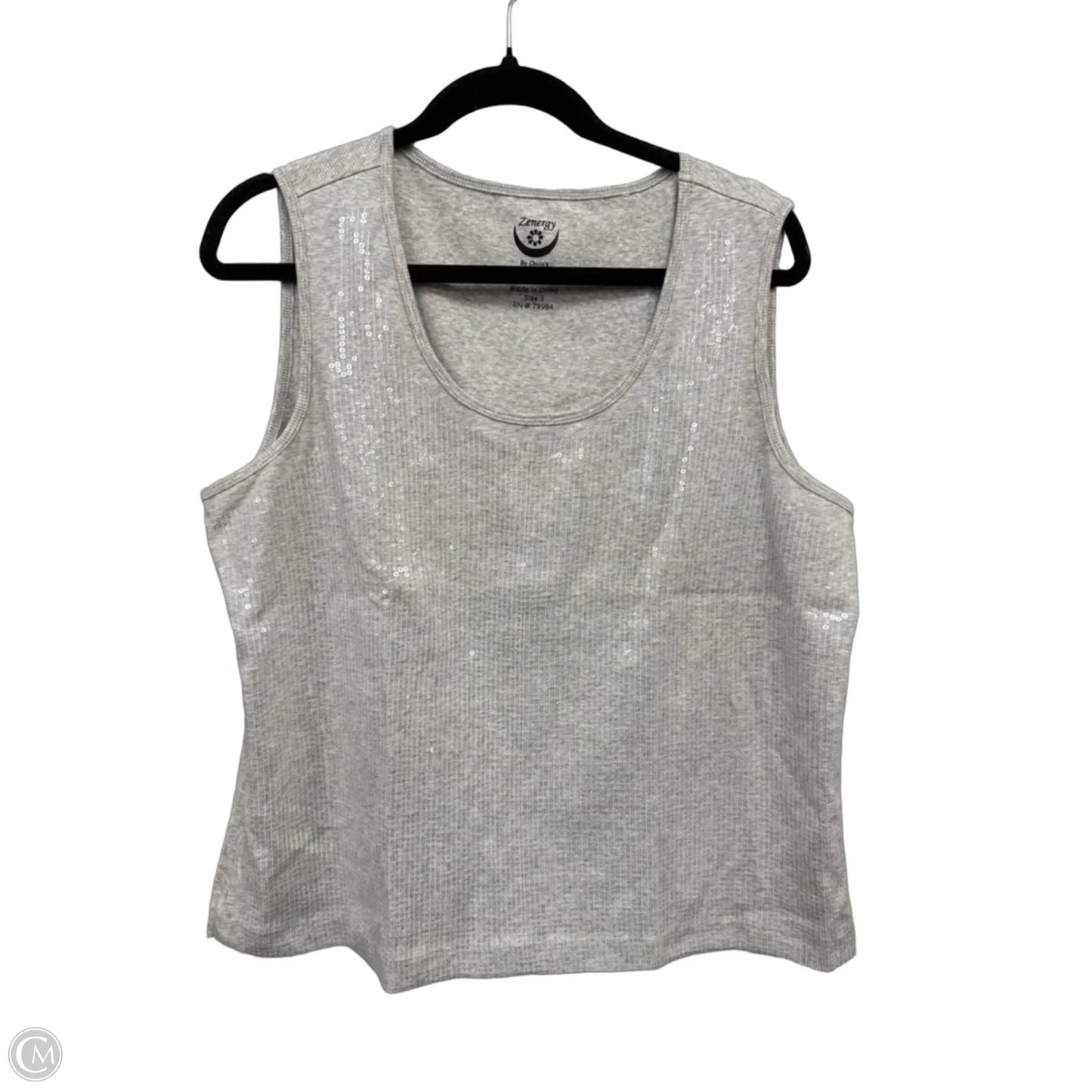 Top Sleeveless By Chicos In Grey, Size: Xl
