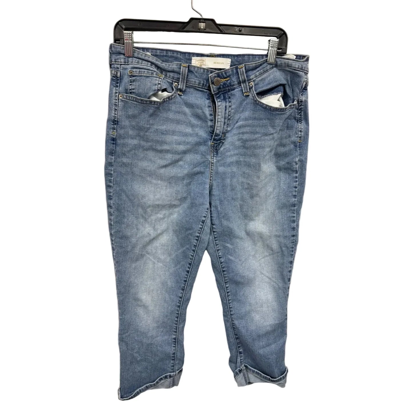 Jeans Cropped By Levis In Blue Denim, Size: 16