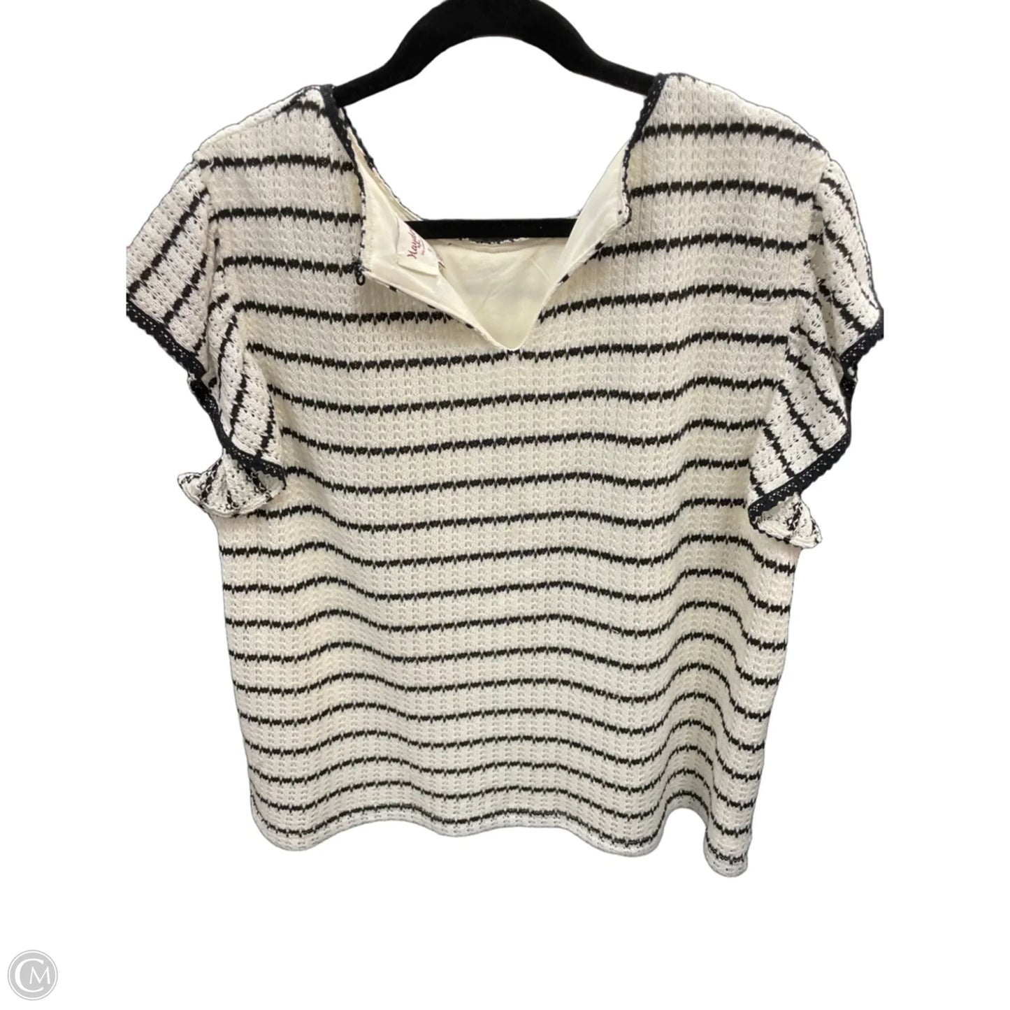 Sweater Short Sleeve By Hayden Harnett In Black & Cream, Size: 2x