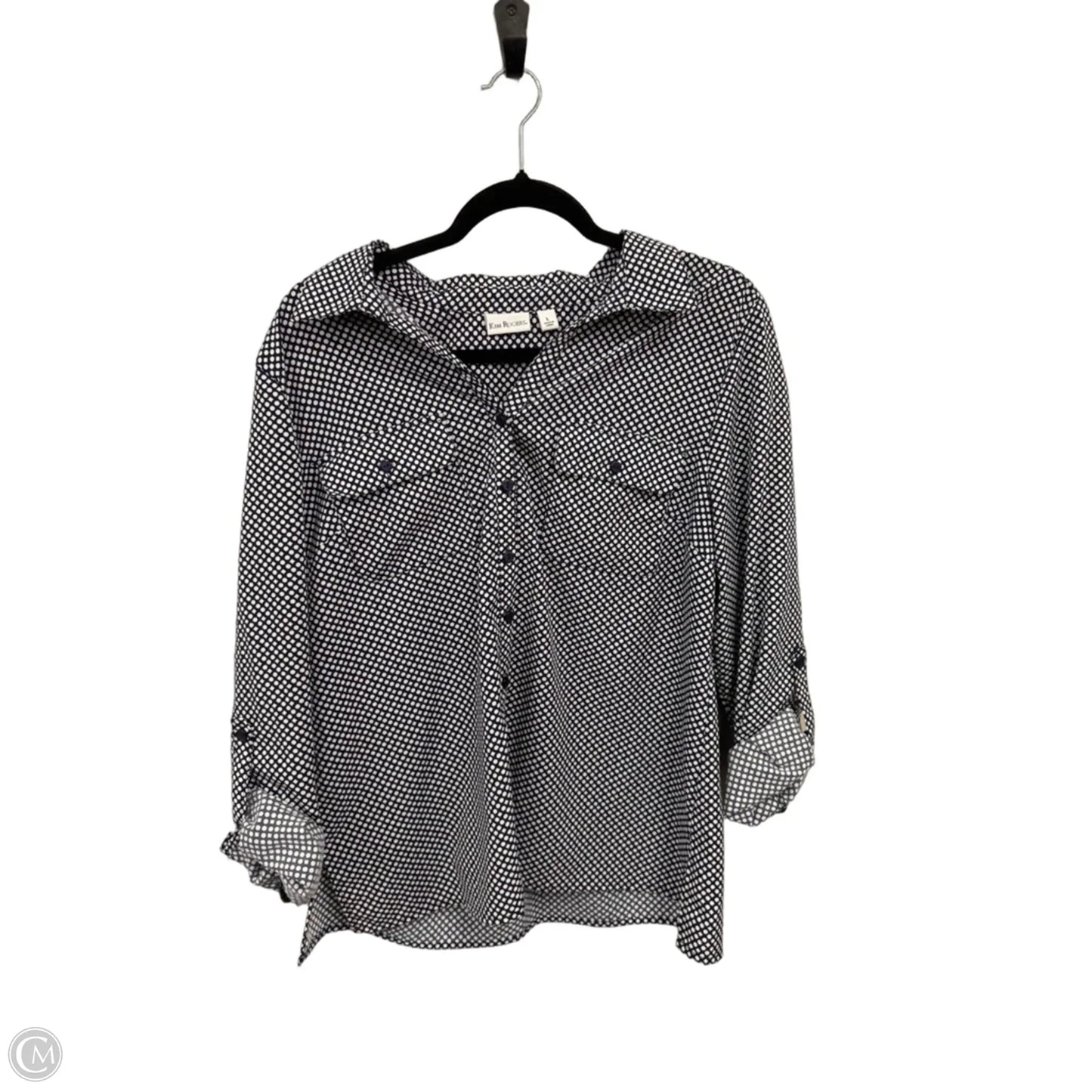 Top Long Sleeve By Kim Rogers In Blue & White, Size: L