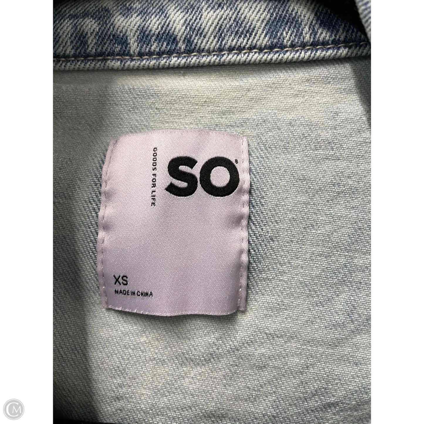 Jacket Denim By So In Blue Denim, Size: Xs