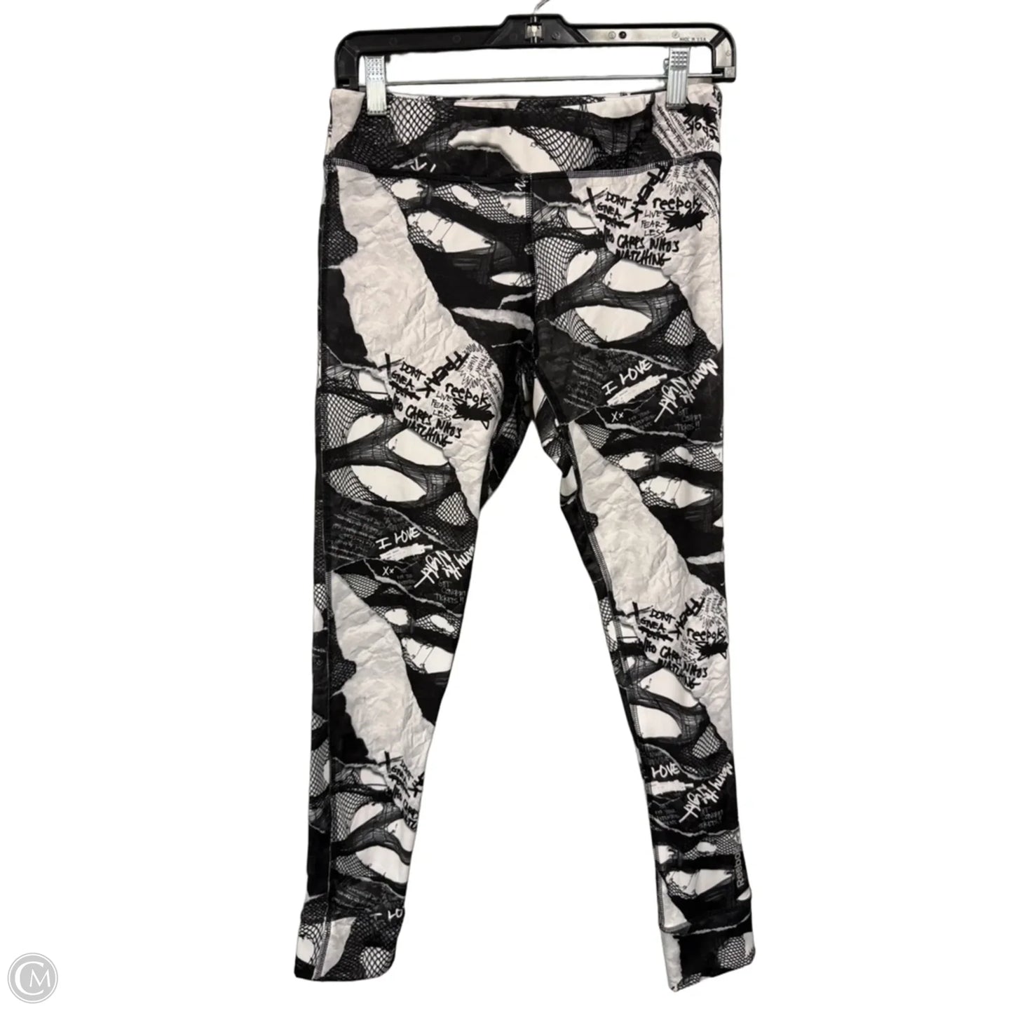 Athletic Leggings By Reebok In Black & White, Size: M