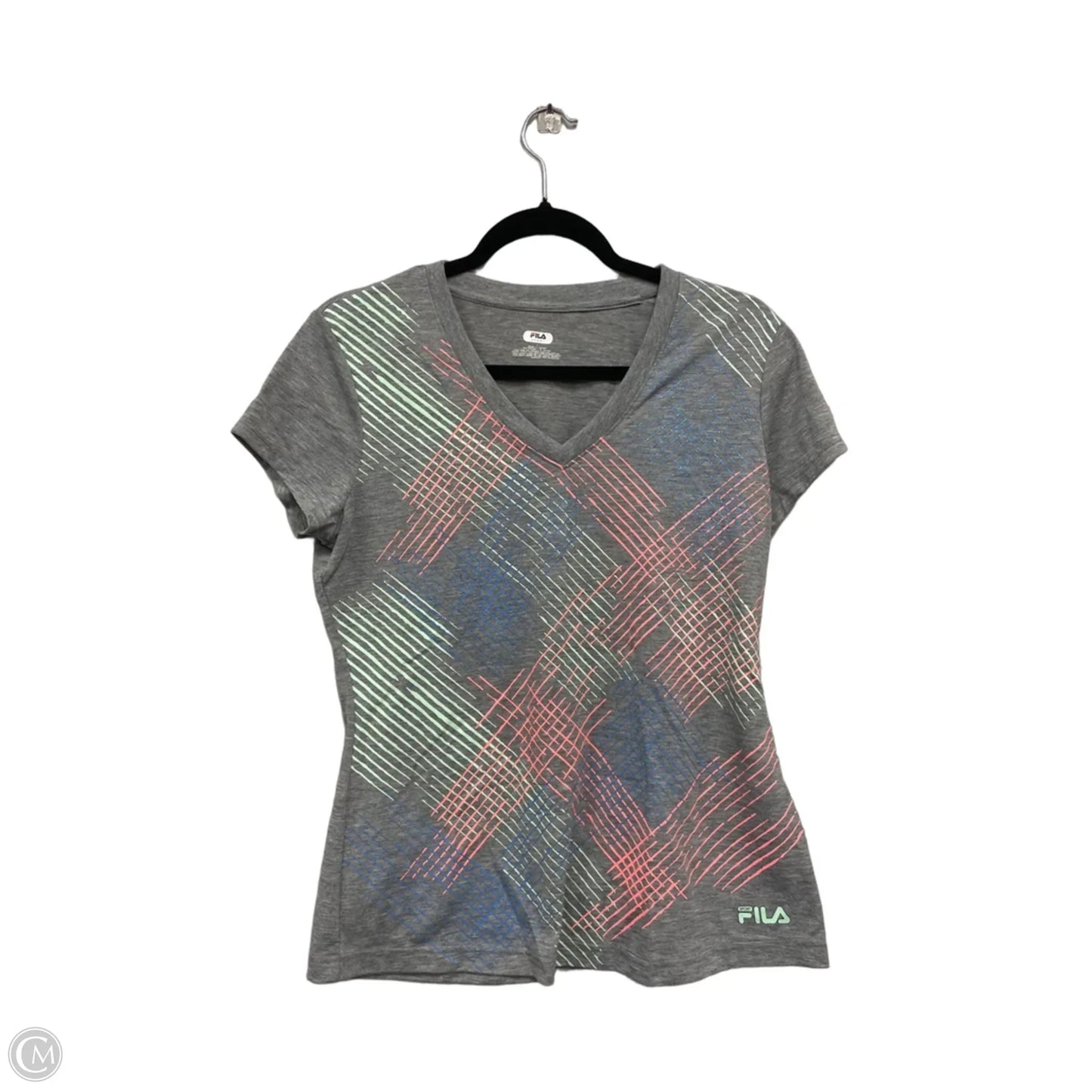 Top Short Sleeve Basic By Fila In Grey & Pink, Size: L