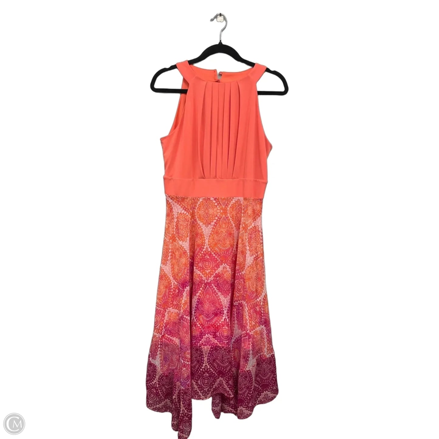 Dress Casual Midi By Sandra Darren In Orange & Purple, Size: 10