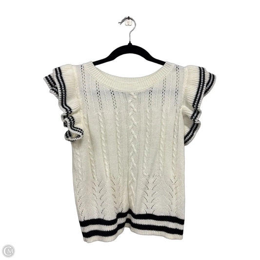 Sweater Short Sleeve By Shein In Black & Cream, Size: S