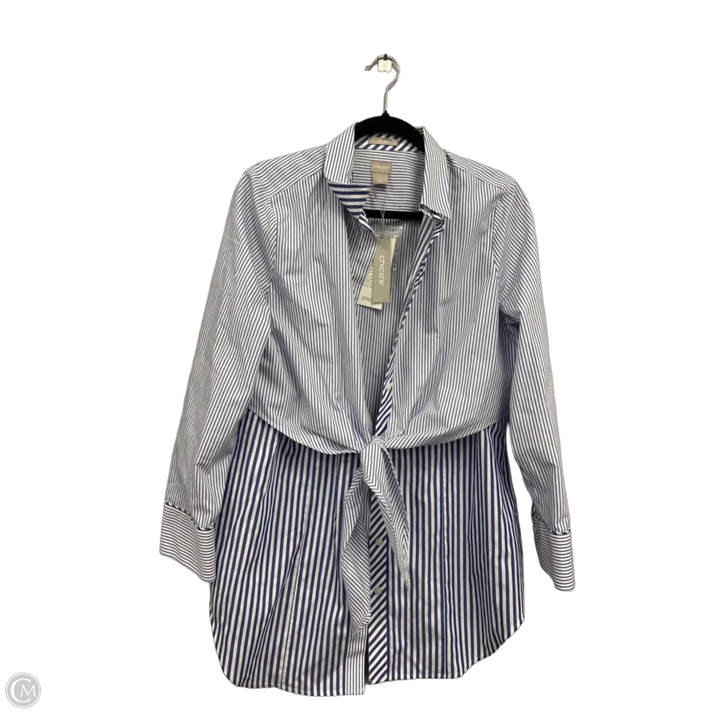 Top Long Sleeve By Chicos In Blue & White, Size: S