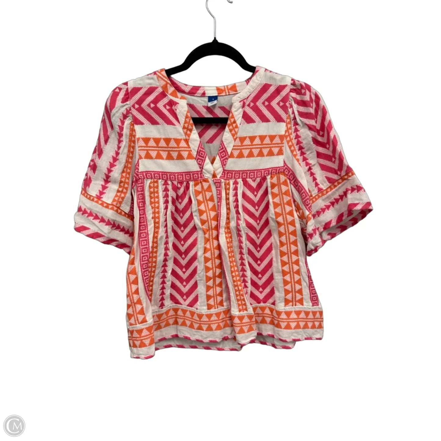 Top Short Sleeve By Old Navy In Pink & White, Size: S