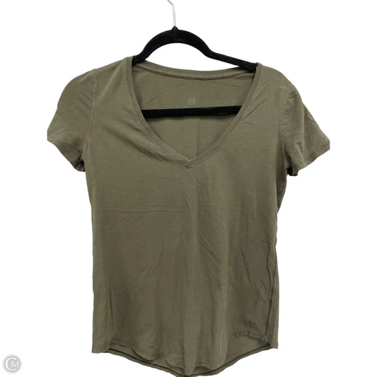 Athletic Top Short Sleeve By Lululemon In Green, Size: S