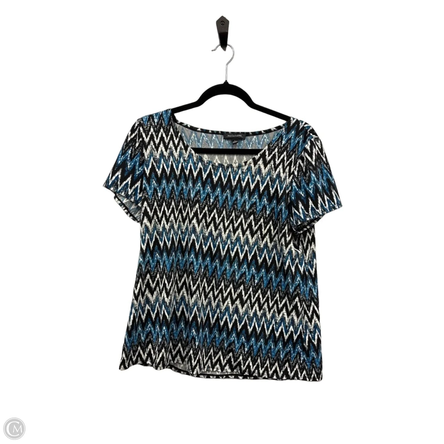 Top Short Sleeve By Notations In Black & Blue, Size: L