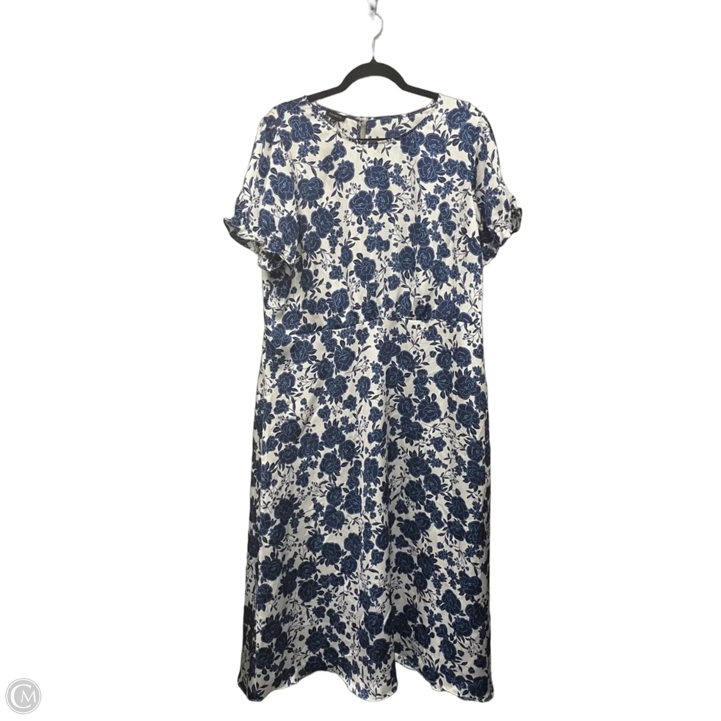 Dress Casual Midi By Talbots In Blue & White, Size: 18