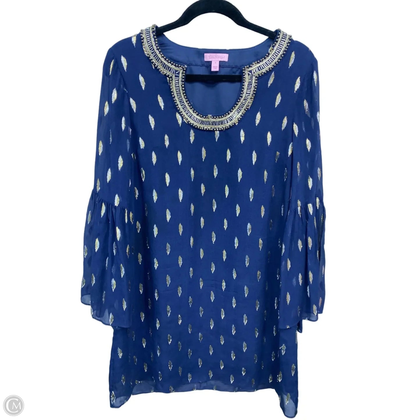 Dress Designer By Lilly Pulitzer In Blue & Gold, Size: 8